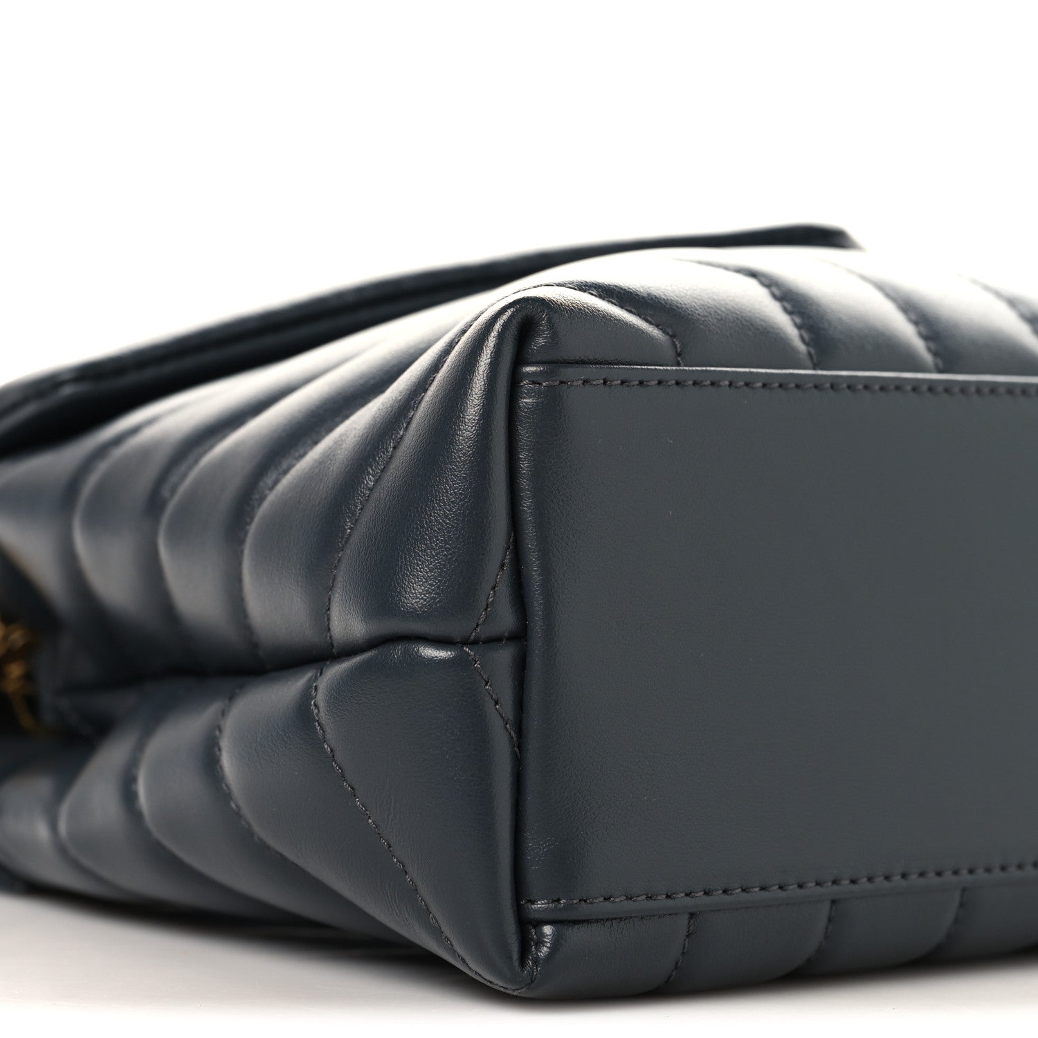 SAINT Laurent Calfskin Y Quilted Monogram Small Loulou Chain Satchel Dark Smog