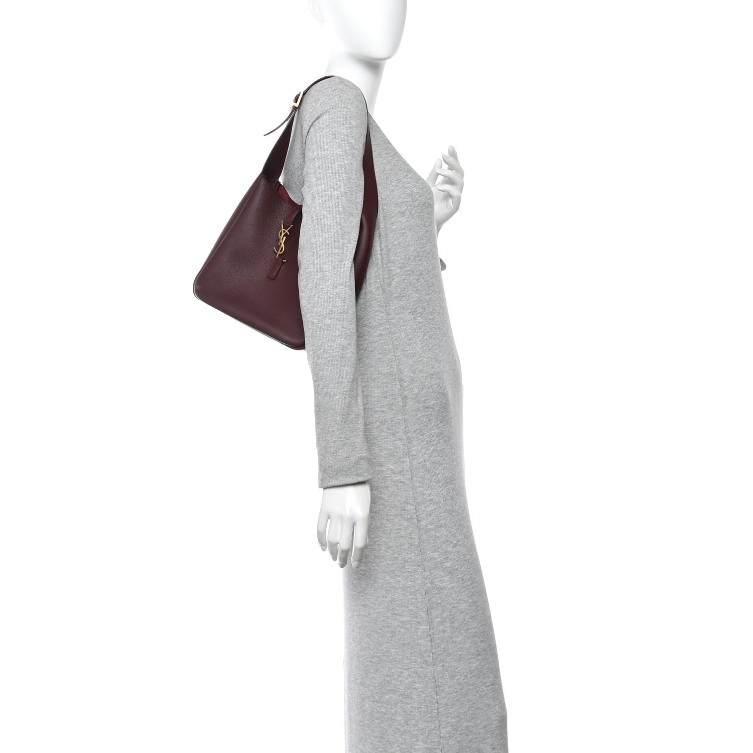 Saint Laurent Le 5 A 7 Small Smooth Calfskin Hobo Bag Rouge Legion
