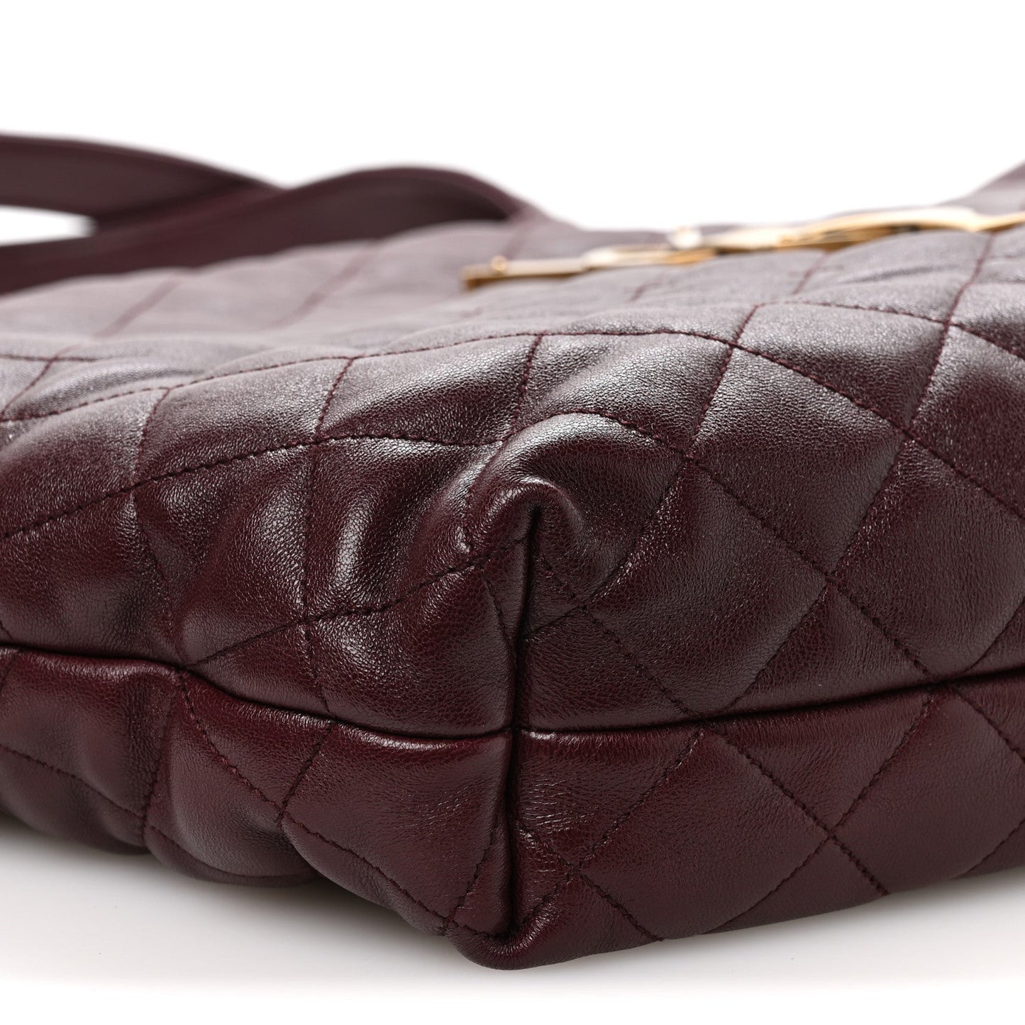 Saint Laurent Lambskin Quilted Maxi Icare Shopping Tote Rouge Cabernet