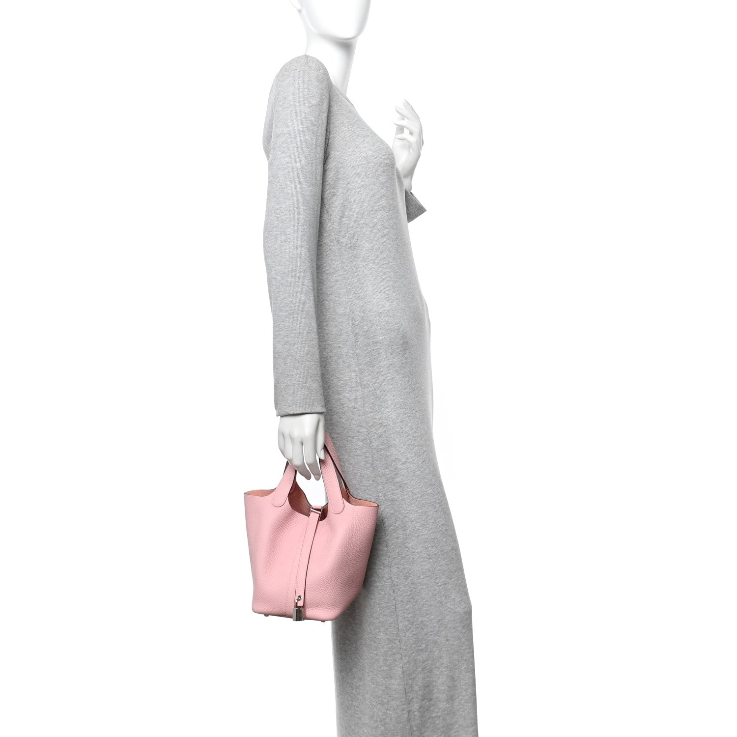 Taurillon Clemence Picotin Lock 18 PM Handbag Rose Sakura