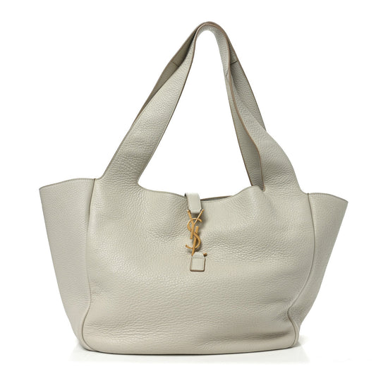Saint Laurent Grained Deerskin Bea Tote Blanc Vintage