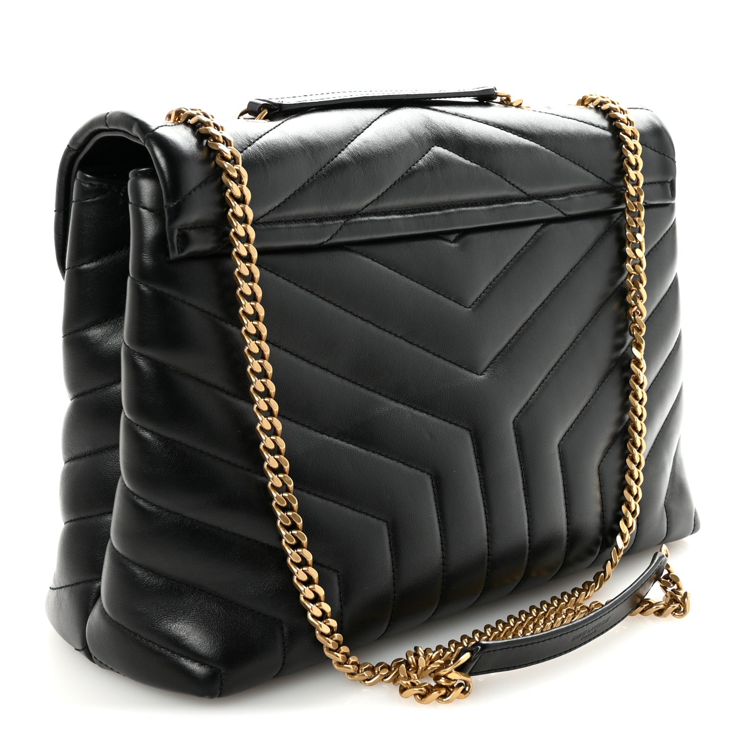 Saint Laurent Loulou Calfskin Y Quilted Monogram Medium Chain Satchel Black