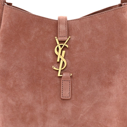 Saint Laurent Suede Calfskin Small Le 5 A 7 Soft Hobo Barley Pink