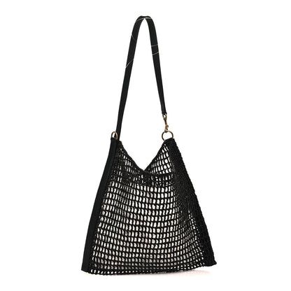 Saint Laurent Raffia Calfskin Oxalis Shoulder Bag Black