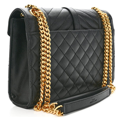 Saint Laurent Grain De Poudre Mixed Matelasse Triquilt Medium Monogram Satchel Black