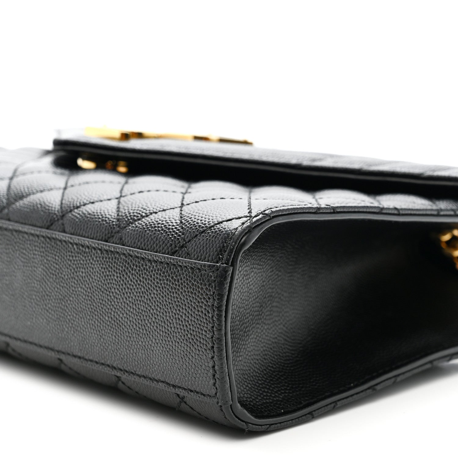 Saint Laurent Grain De Poudre Mixed Matelasse Triquilt Medium Monogram Satchel Black