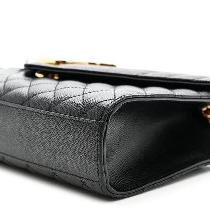 Saint Laurent Grain De Poudre Mixed Matelasse Triquilt Medium Monogram Satchel Black
