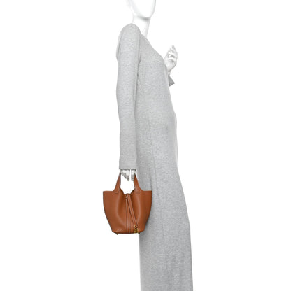 Taurillon Clemence Picotin Lock 18 PM Bucket Bag Gold