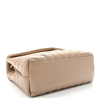 Calfskin Y Quilted Monogram Small Loulou Chain Satchel Dark Beige