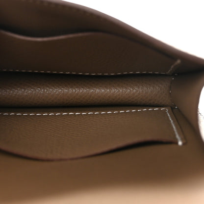 Hermes Constance slim wallet interior seam and lining, textured brown leather with stitching