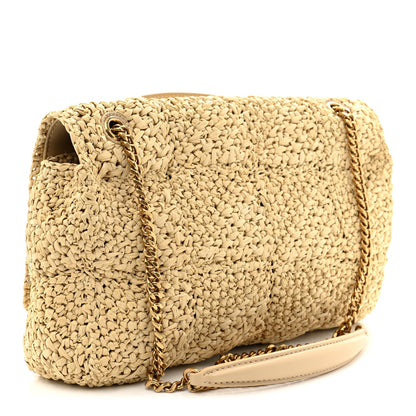 Saint Laurent Raffia Monogram Medium Jamie Shoulder Bag Natural Avorio