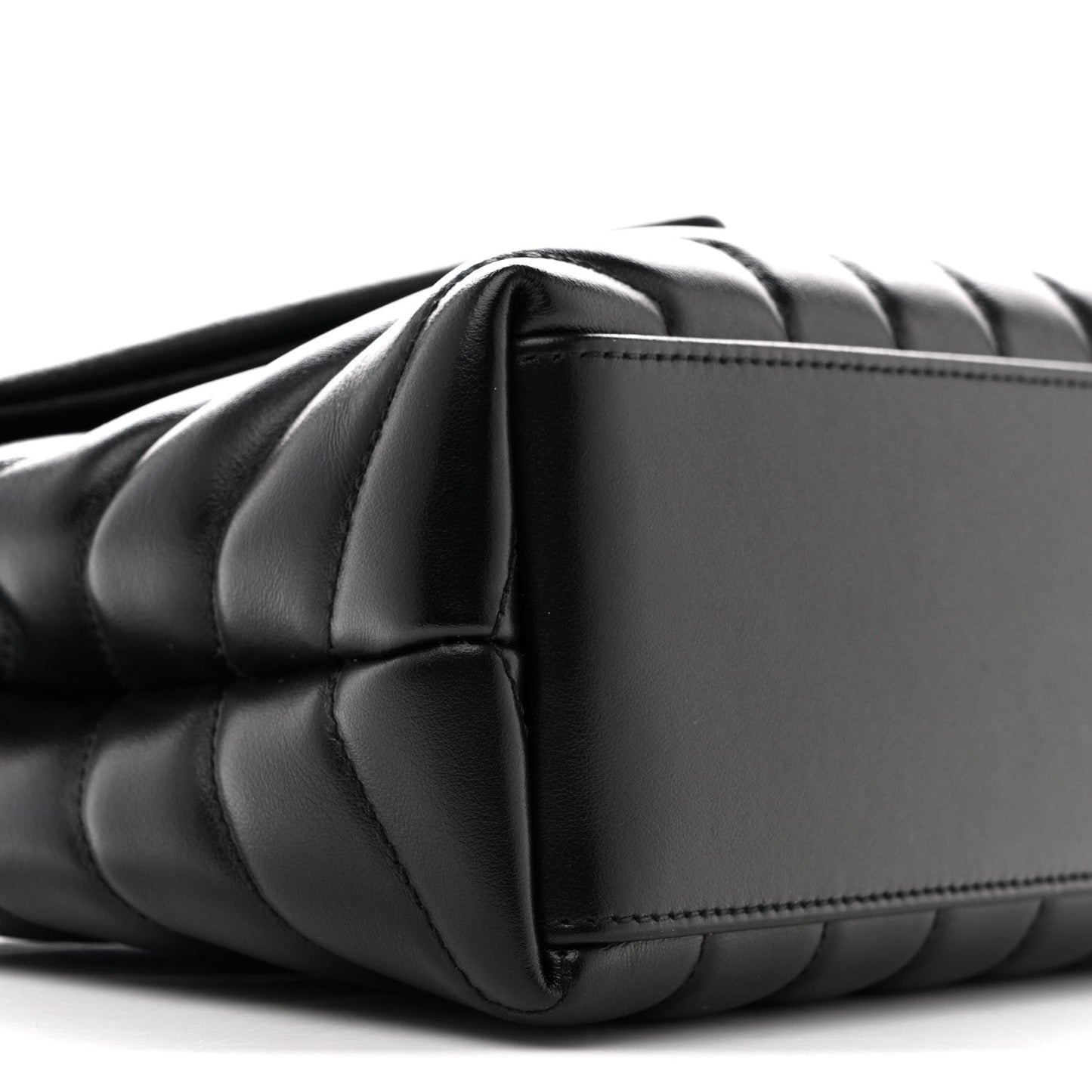 Saint Laurent Loulou Small Chevron Quilted Calfskin Chain Satchel Black
