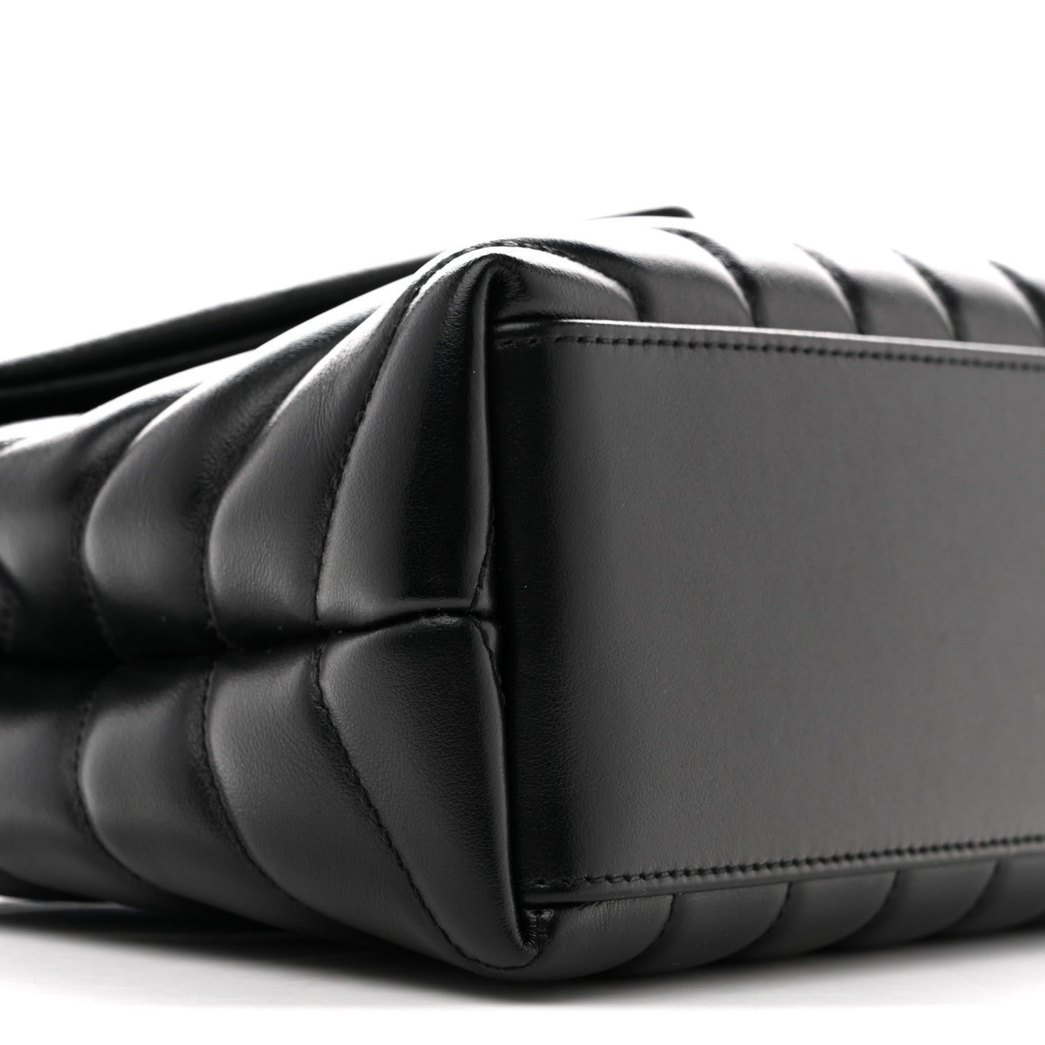 Saint Laurent Loulou Small Chevron Quilted Calfskin Chain Satchel Black