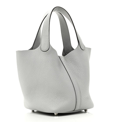Taurillon Clemence Picotin Lock 18 PM Bucket Bag Bleu Glacier