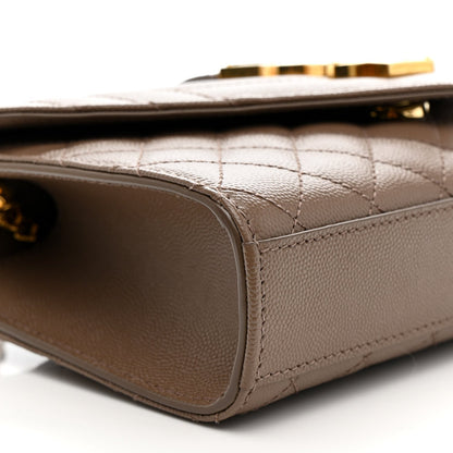 Saint Laurent Grain De Poudre Matelasse Triquilt Small Monogram Satchel Dark Beige