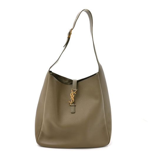 Saint Laurent Supple Calfskin Large Le 5 A 7 Soft Hobo Strong Moss