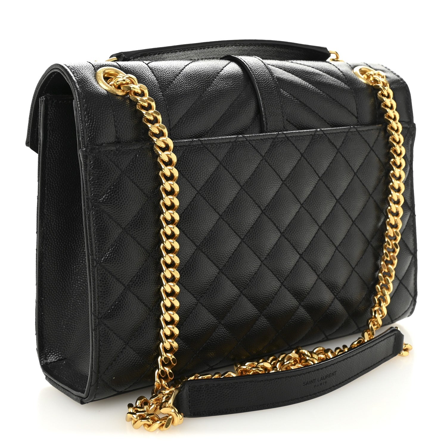 Saint Laurent Grain De Poudre Matelasse Triquilt Medium Monogram Satchel Black