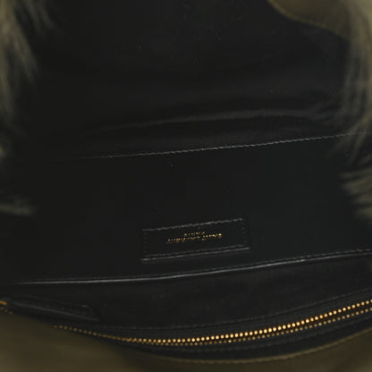Saint Laurent Jamie 4.3 Shearling Fur Medium Shoulder Bag Olive Ranch