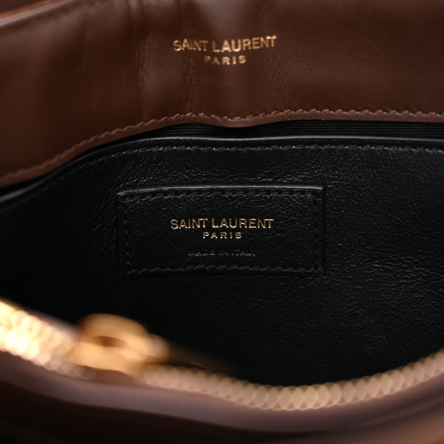 Saint Laurent Suede Calfskin Y Quilted Monogram Small Loulou Chain Satchel Bark Brown