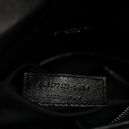 Saint Laurent Lambskin Quilted Medium Loulou Puffer Monogram Chain Satchel Black