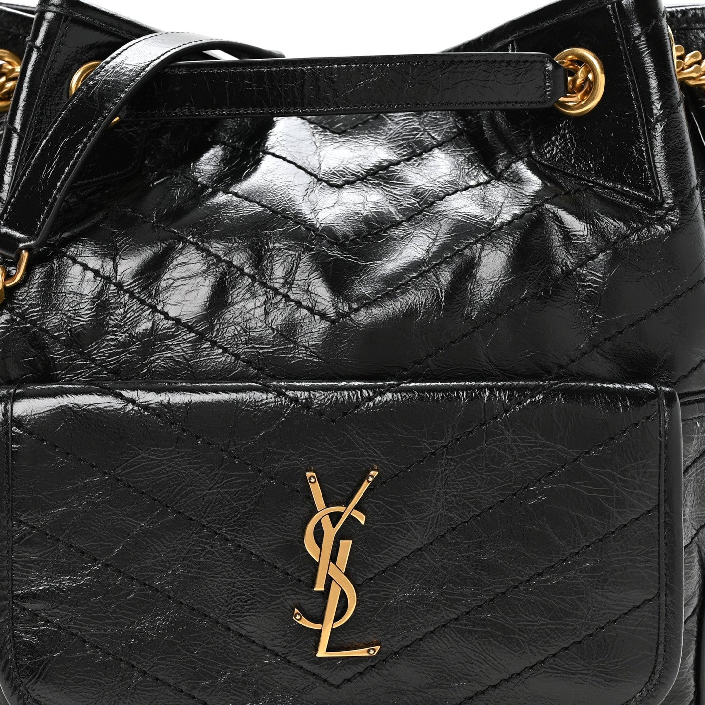 Saint Laurent Crinkled Calfskin Matelasse Niki Multipocket Shopping Tote Black