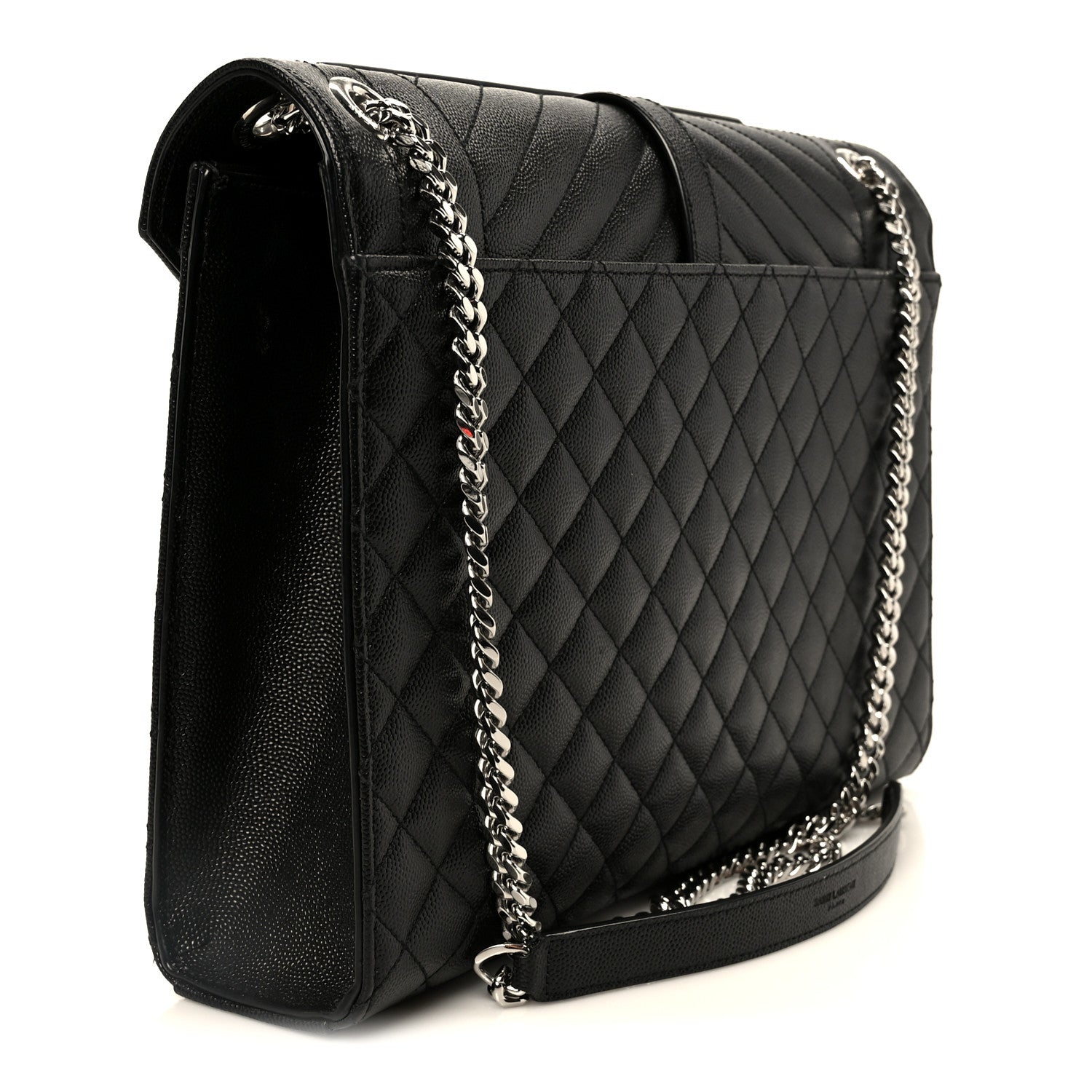 Saint Laurent Grain De Poudre Triquilt Monogram Large Satchel Black