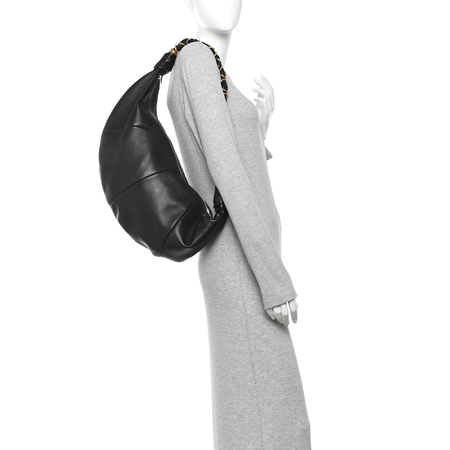 Saint Laurent Lambskin Small Amalia Hobo Black