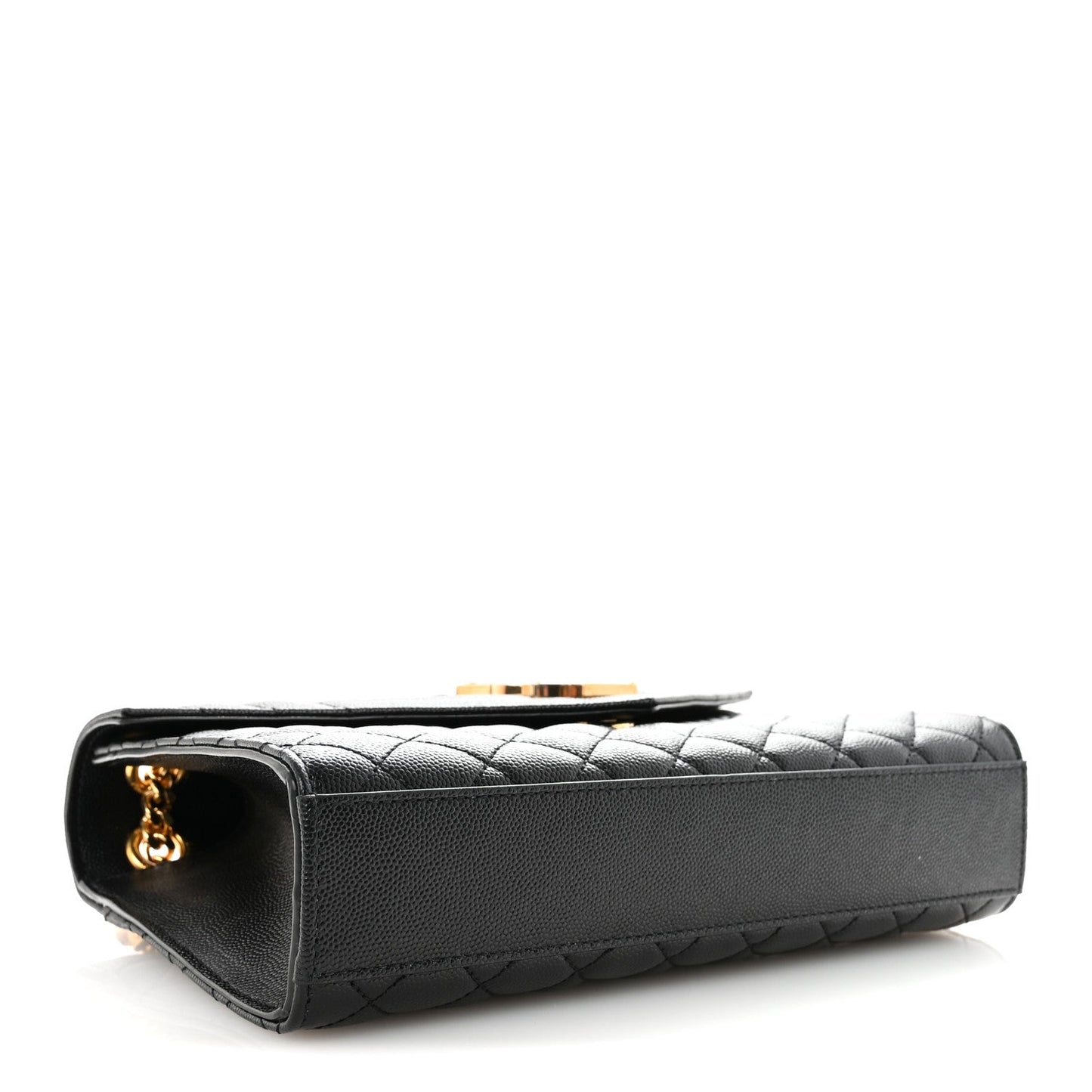 Saint Laurent Grain De Poudre Textured Matelasse Triquilt Medium Satchel Black