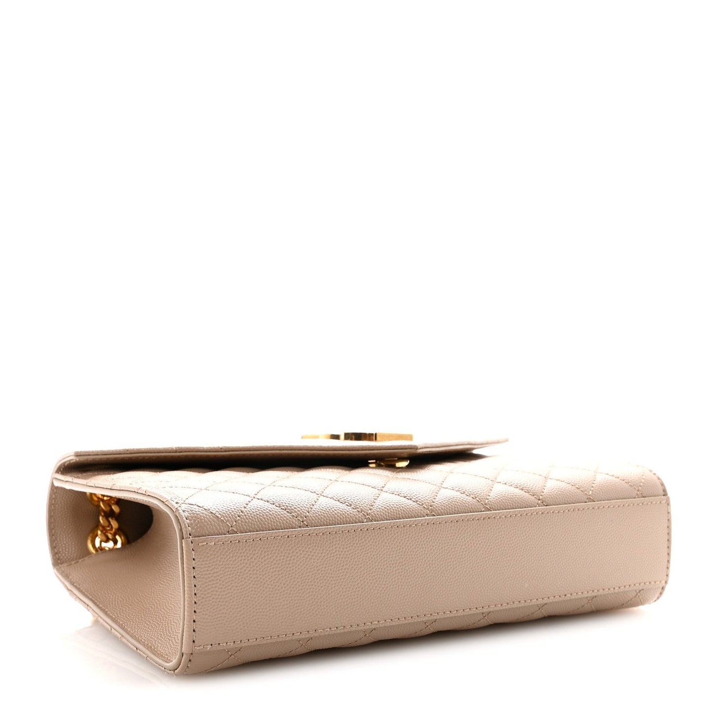 Saint Laurent Grain De Poudre Medium Triquilt Monogram Satchel Dark Beige