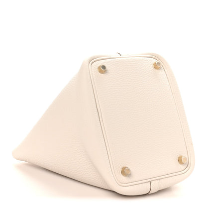 Picotin Lock 18 PM Taurillon Clemence Tote Bag Gris Pale