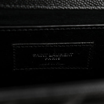Saint Laurent Grain de Poudre Matelasse Triquilt Medium Satchel Black