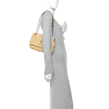 Saint Laurent Raffia Monogram Medium Jamie Shoulder Bag Natural Avorio