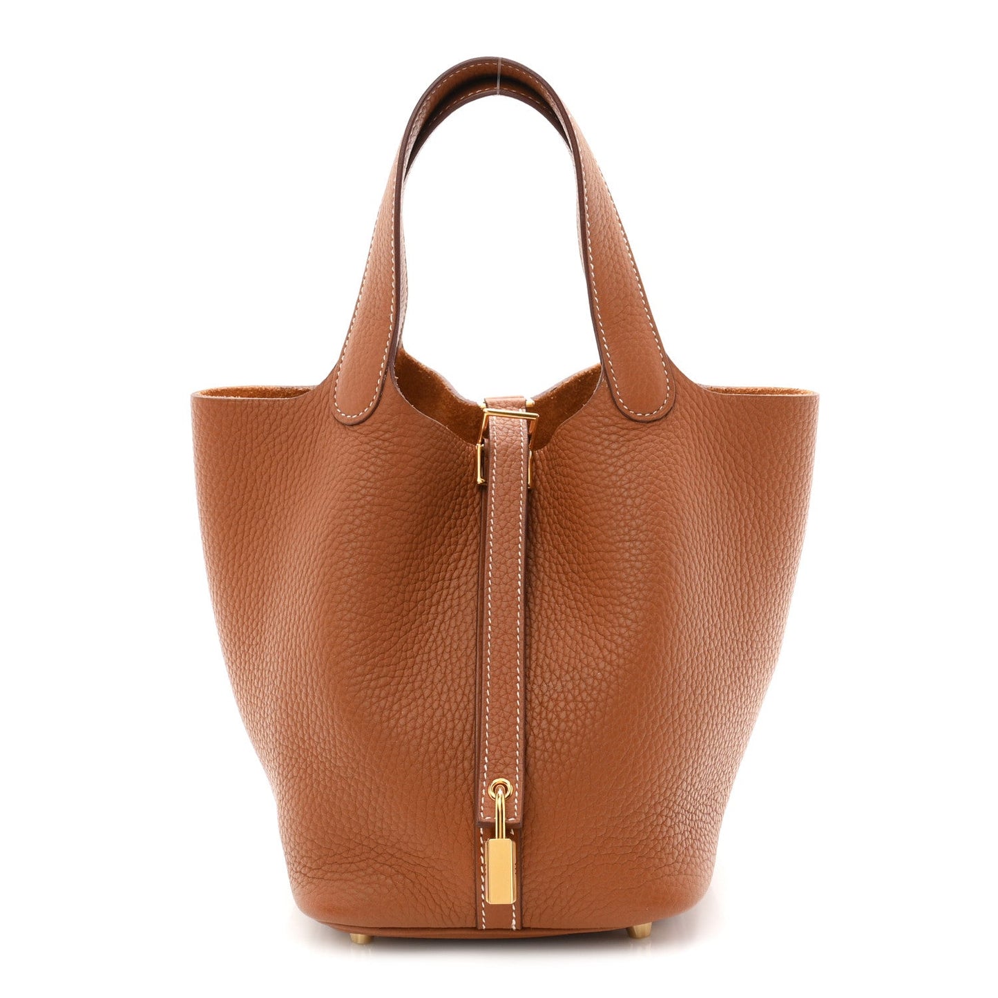 Taurillon Clemence Picotin Lock 18 PM Bucket Bag Gold