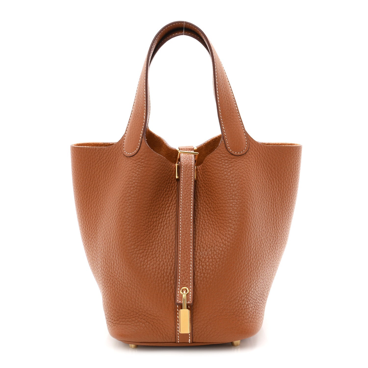 Taurillon Clemence Picotin Lock 18 PM Bucket Bag Gold