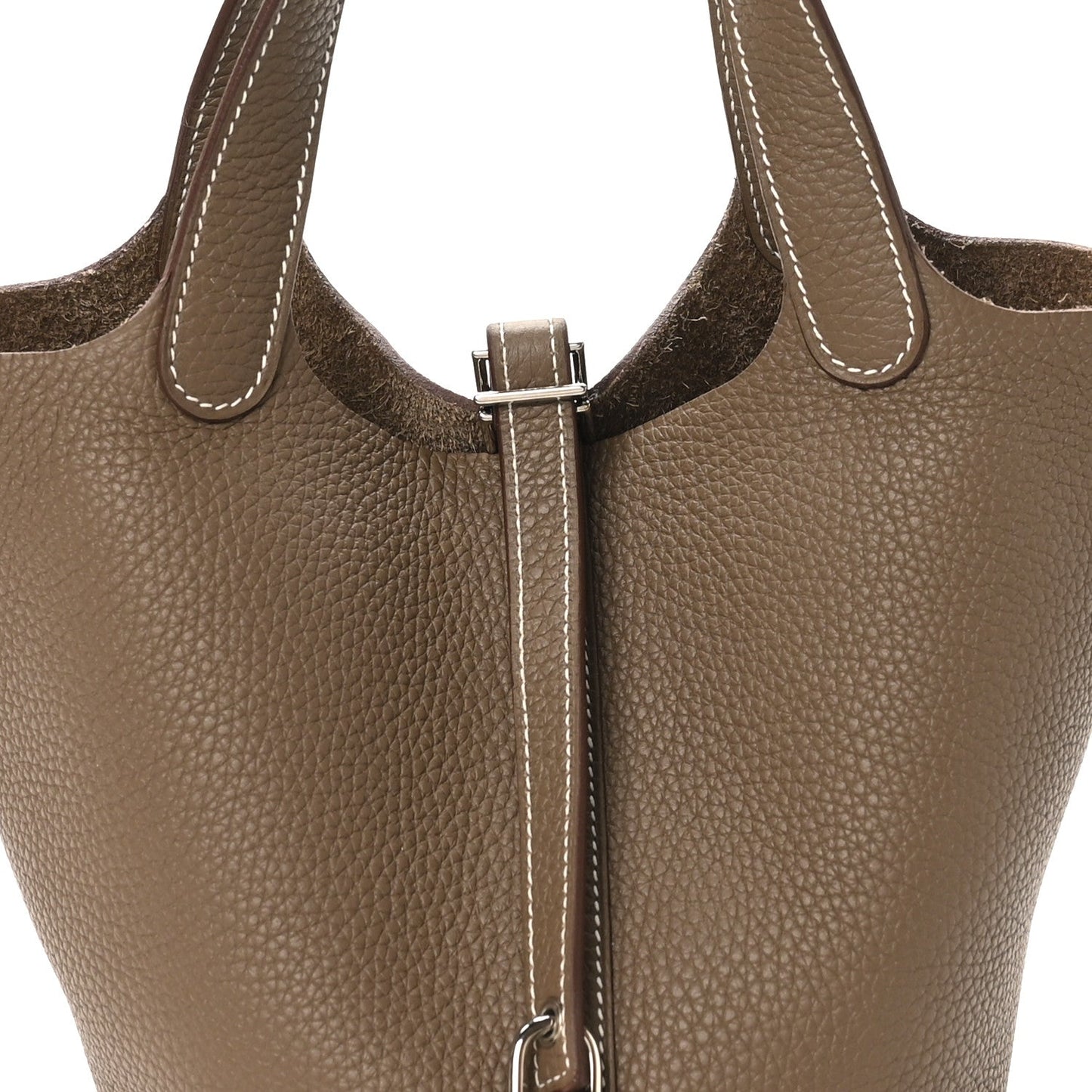 Taurillon Clemence Picotin Lock 18 PM Tote Bag Etoupe