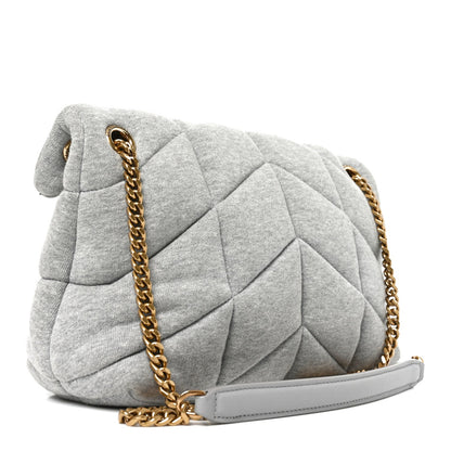 Saint Laurent Jersey Quilted Loulou Puffer Satchel Chalk Beige