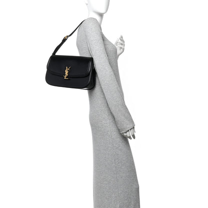 Saint Laurent Box Calfskin Monogram Large Solferino Shoulder Bag Black
