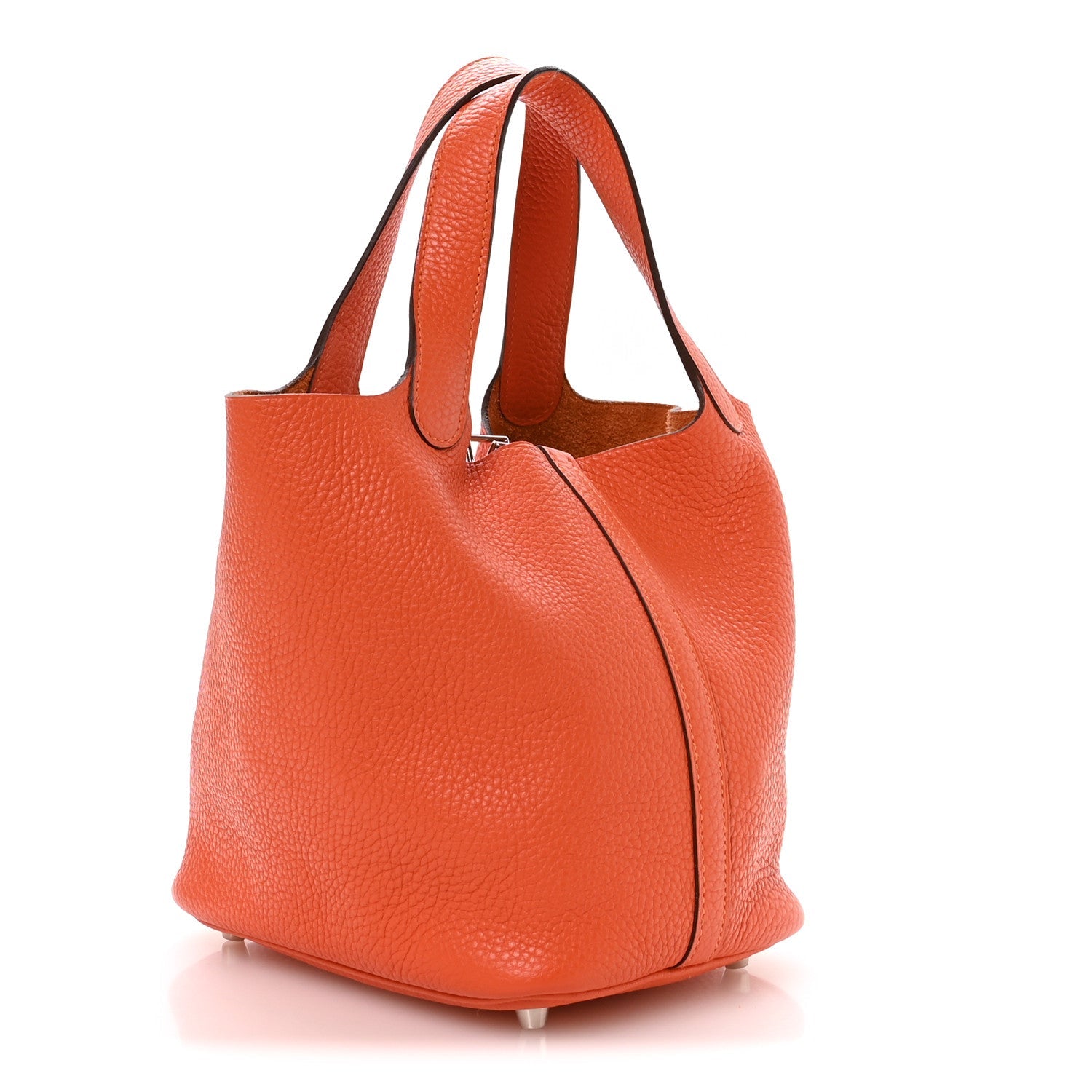 Taurillon Clemence Picotin Lock 18 PM Orange Poppy Handbag