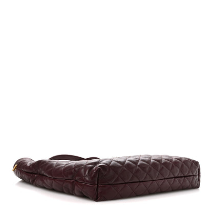 Saint Laurent Lambskin Quilted Maxi Icare Shopping Tote Rouge Cabernet