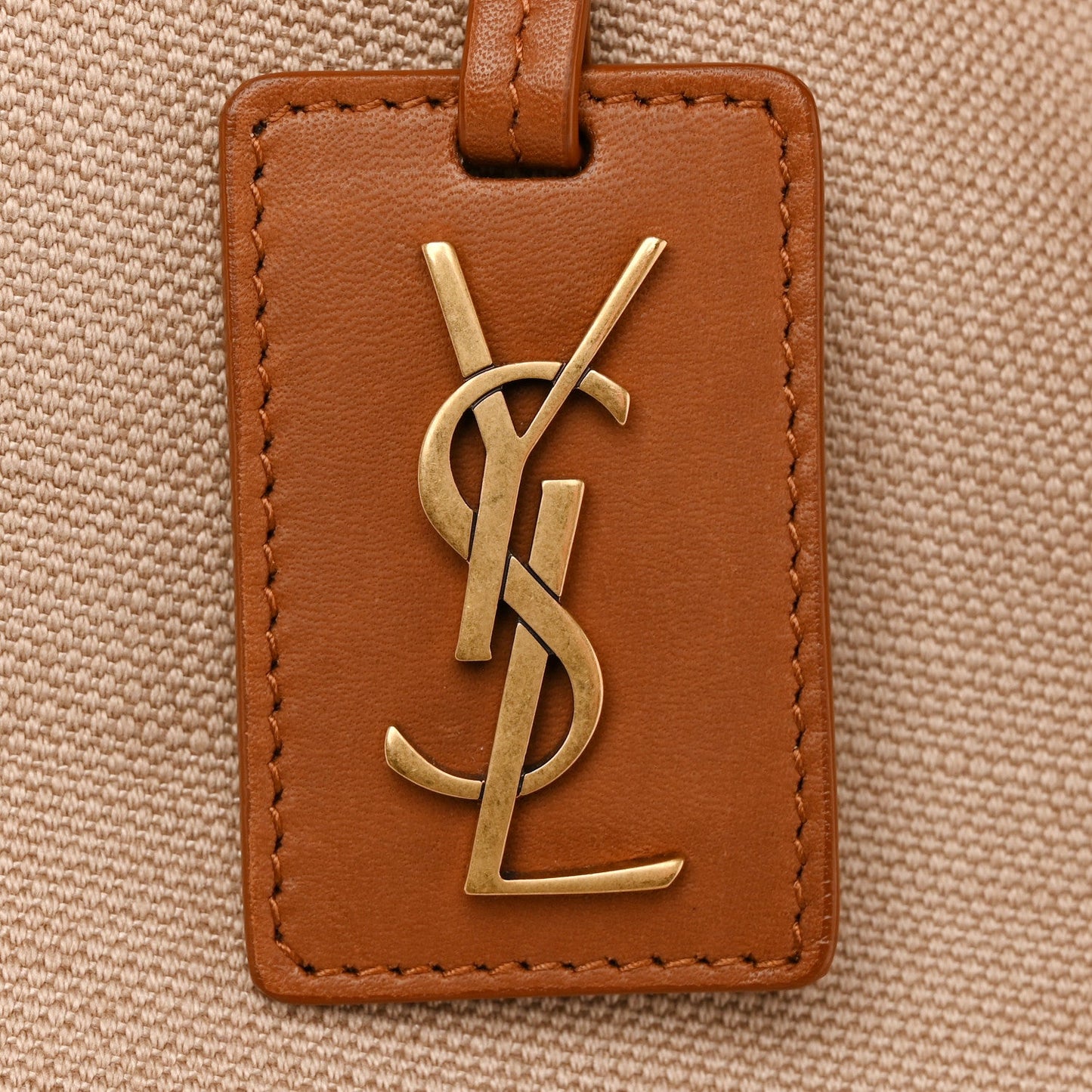 Saint Laurent Canvas Calfskin Lauren Panier Tote Desert Dust