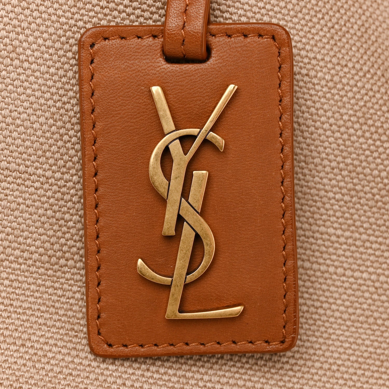 Saint Laurent Canvas Calfskin Lauren Panier Tote Desert Dust