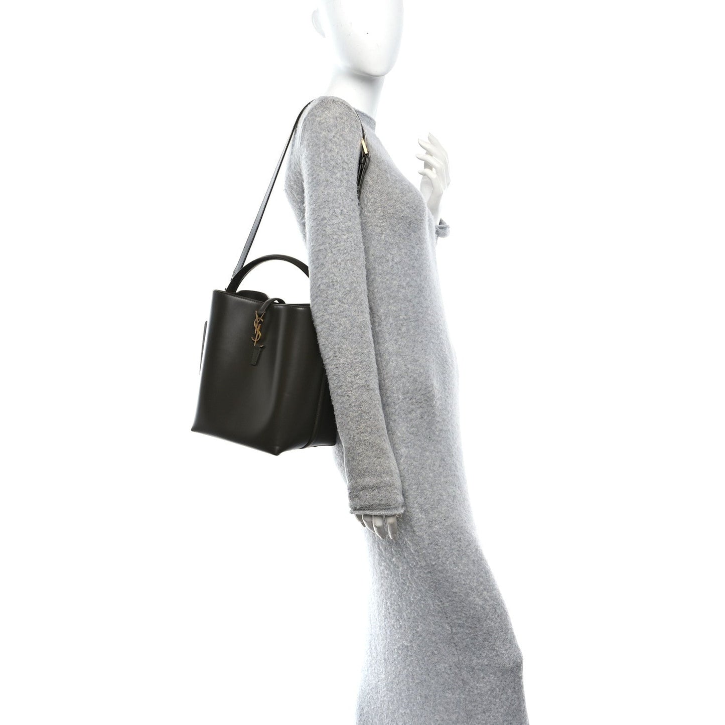 Saint Laurent Shiny Calfskin Le 37 Bucket Bag Arabica