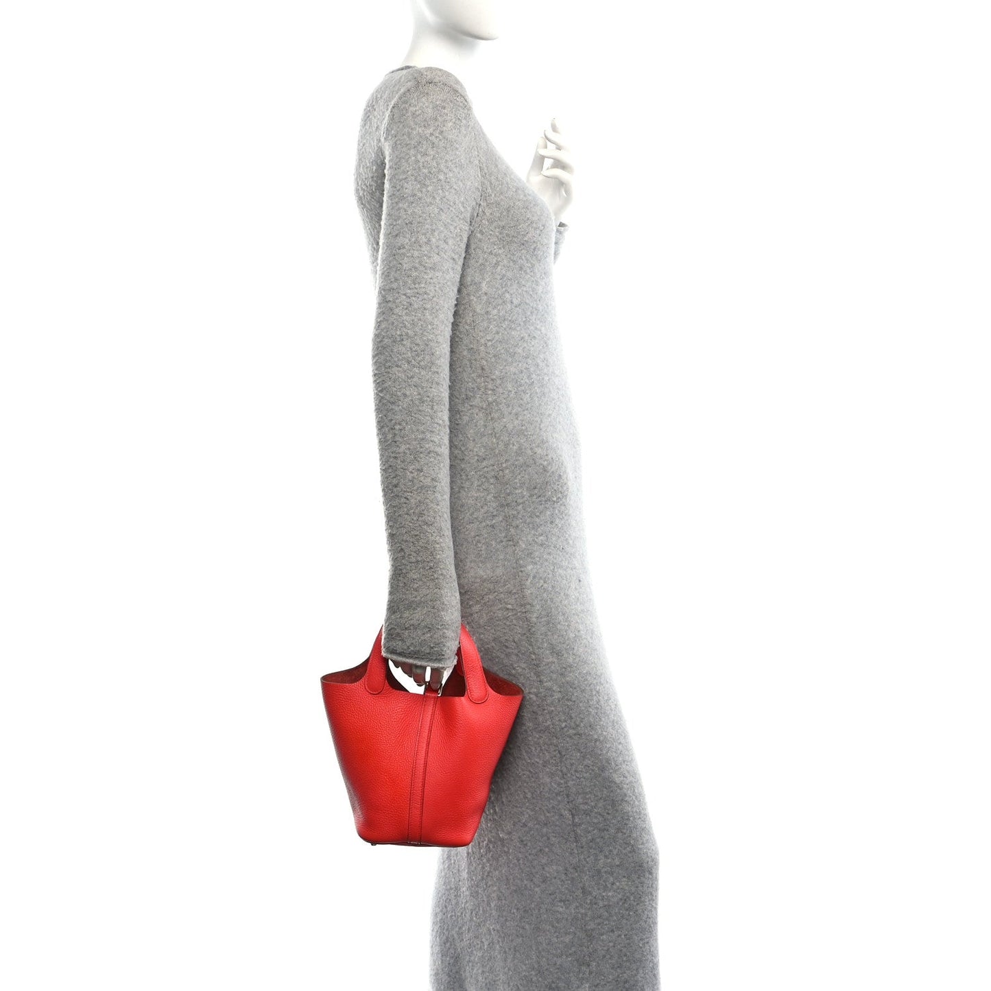 Taurillon Clemence Picotin Lock 18 PM Red Leather Tote
