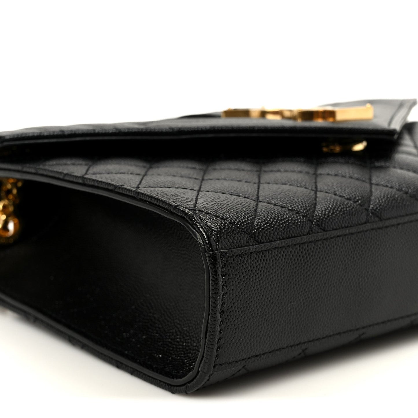 Saint Laurent Grain De Poudre Textured Mixed Matelasse Triquilt Medium Monogram Satchel Black