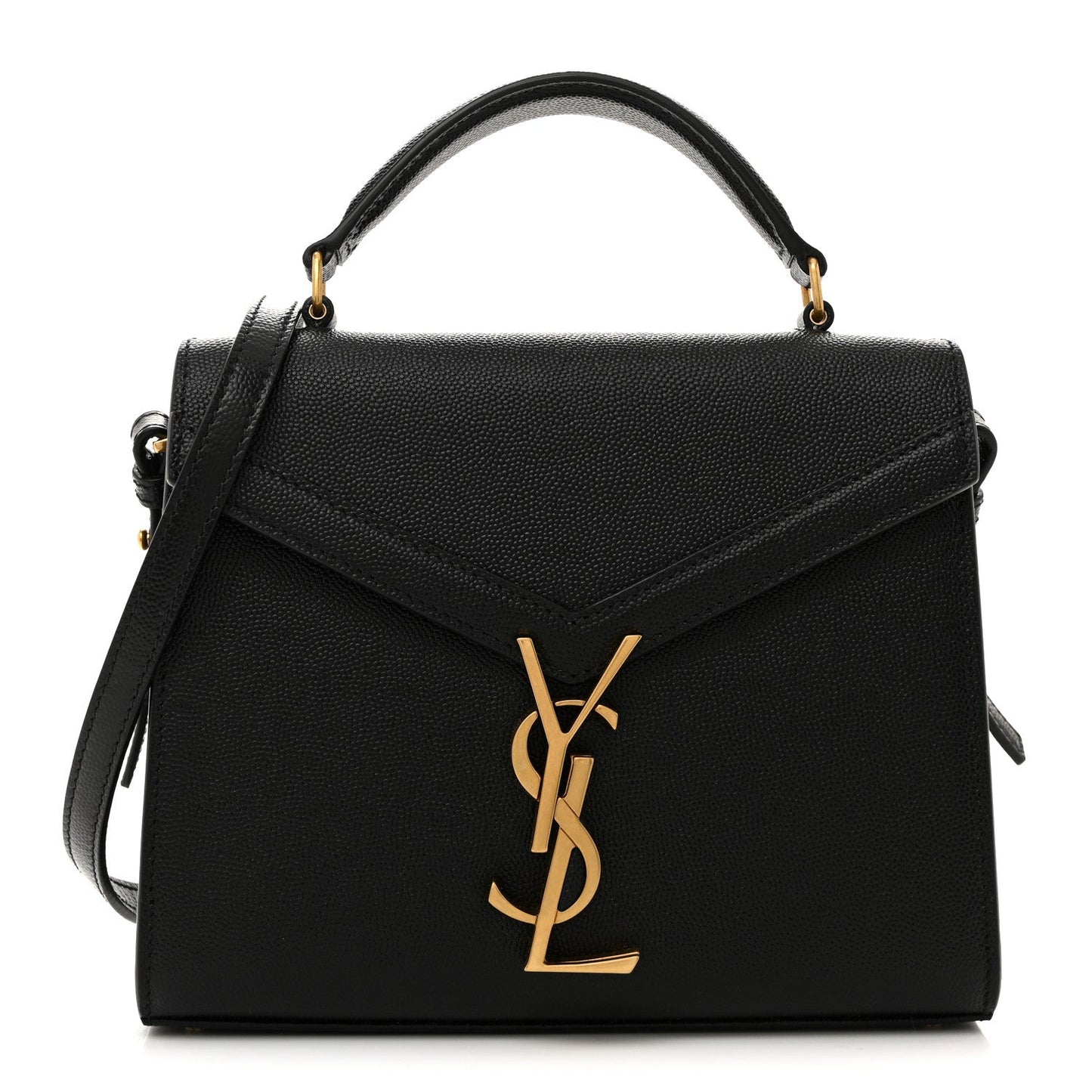 Saint Laurent Grain De Poudre Mini Classic Monogram Cassandra Top Handle Black