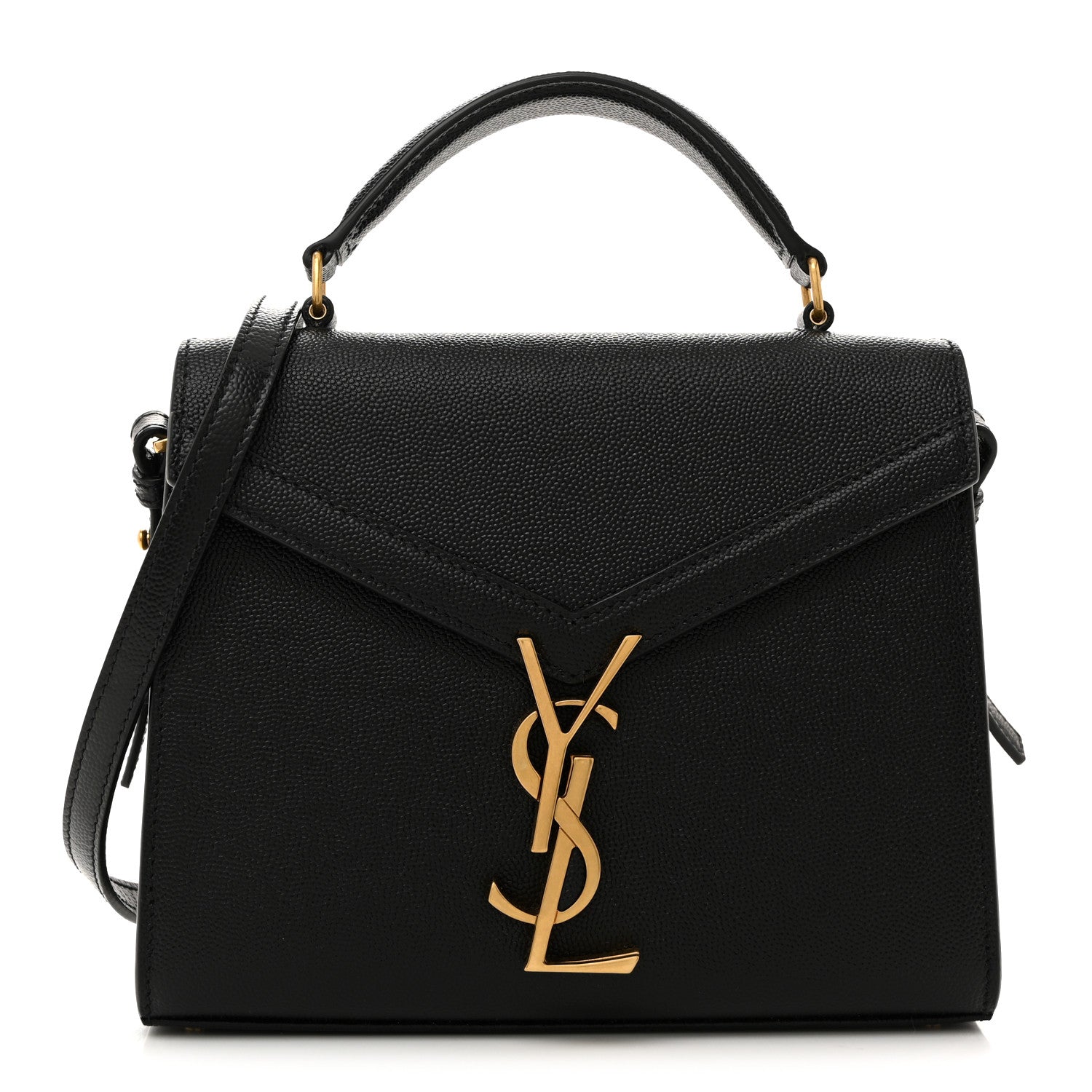 Saint Laurent Grain De Poudre Mini Classic Monogram Cassandra Top Handle Black