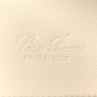 Grained calfskin pouch in white with embossed logo and 'MADE IN ITALY'