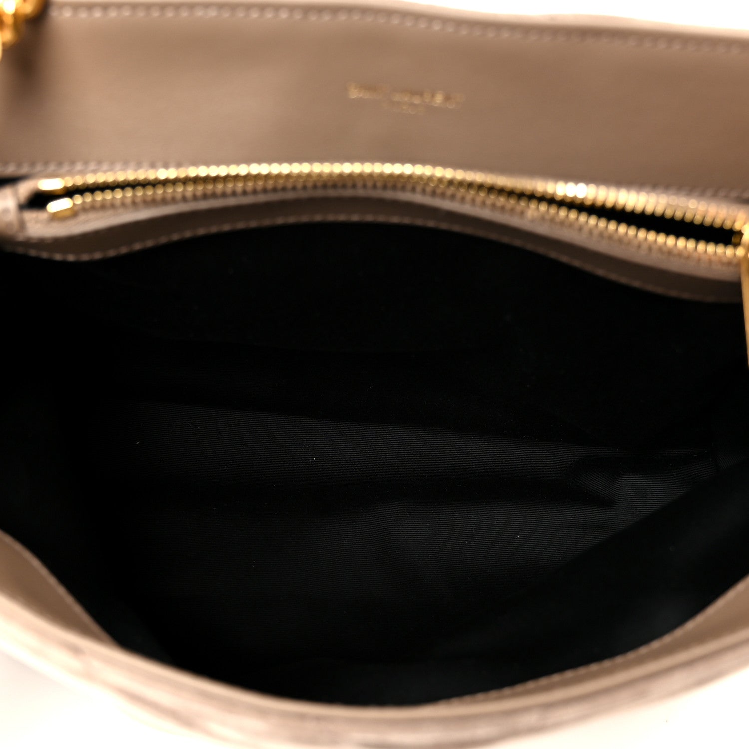 SAINT LAURENT Suede Y Quilted Monogram Medium Loulou Chain Satchel Taupe