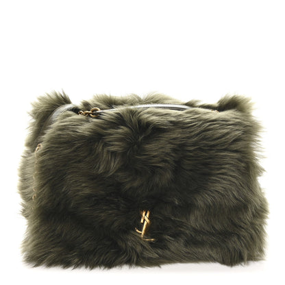 Saint Laurent Jamie 4.3 Shearling Fur Medium Shoulder Bag Olive Ranch