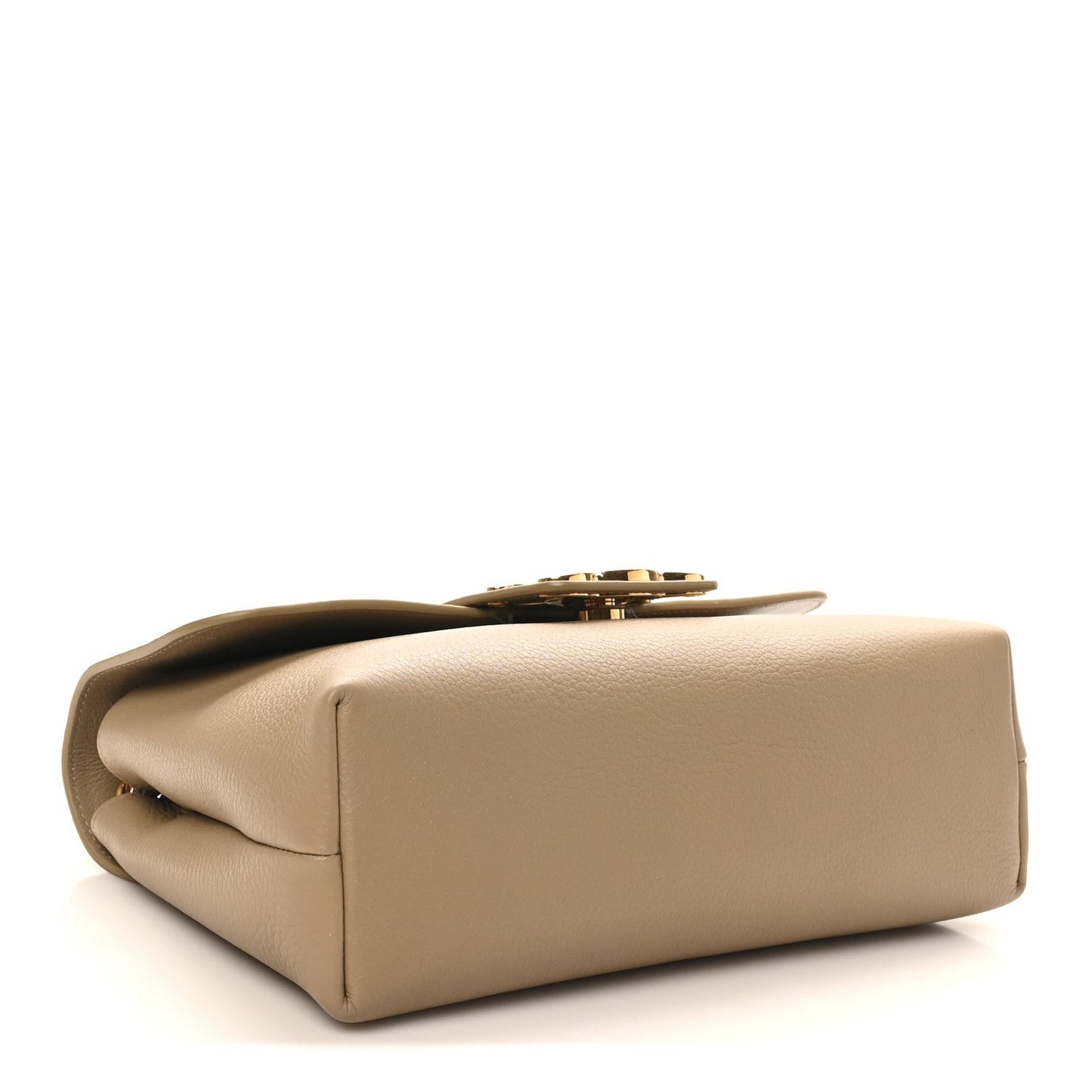 Celine tan calfskin Victoire medium bag with top clasp hardware and structured flap